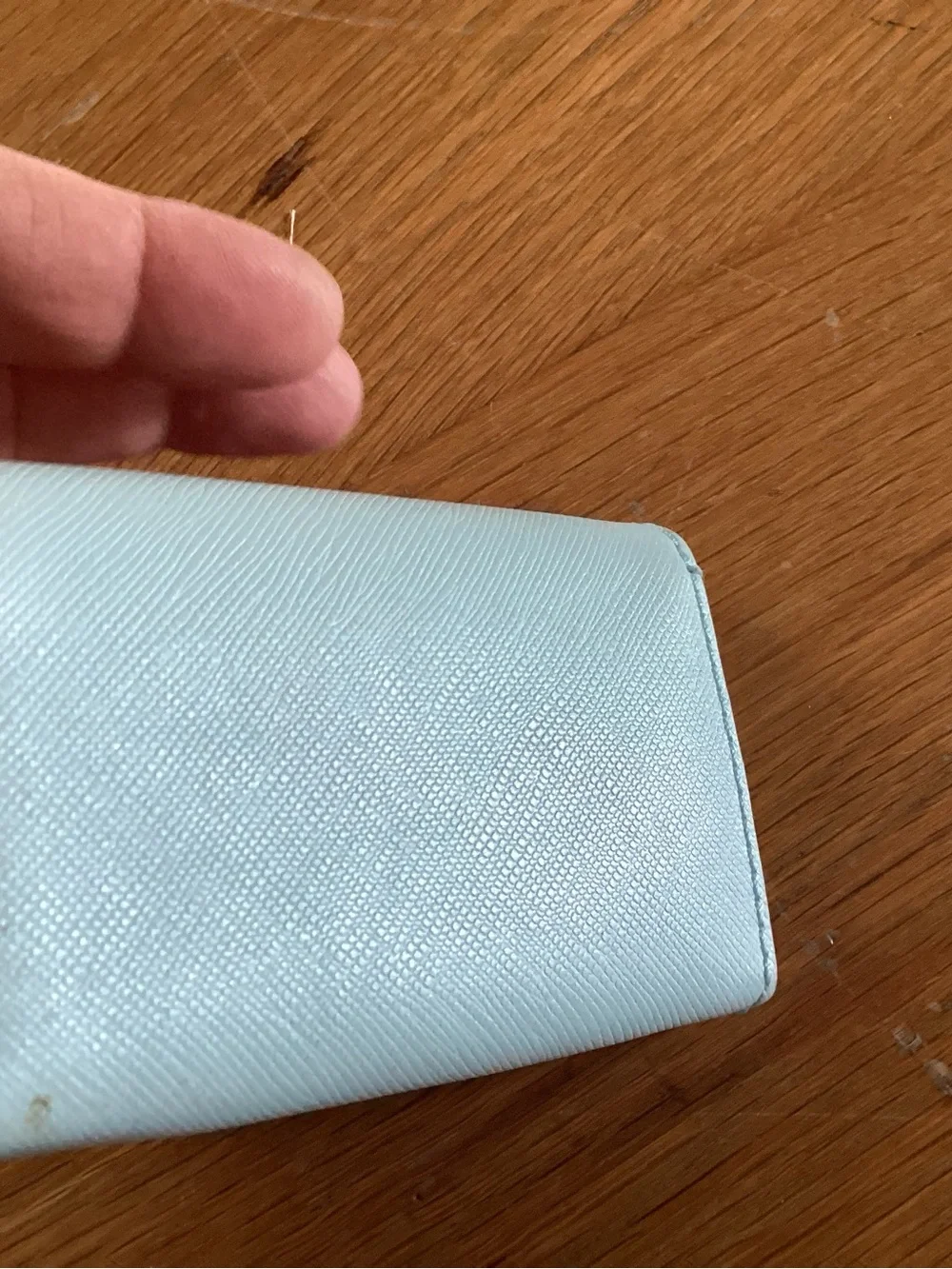 kate spade Light Blue Saffiano Leather Key & Card Holder with Gold Logo